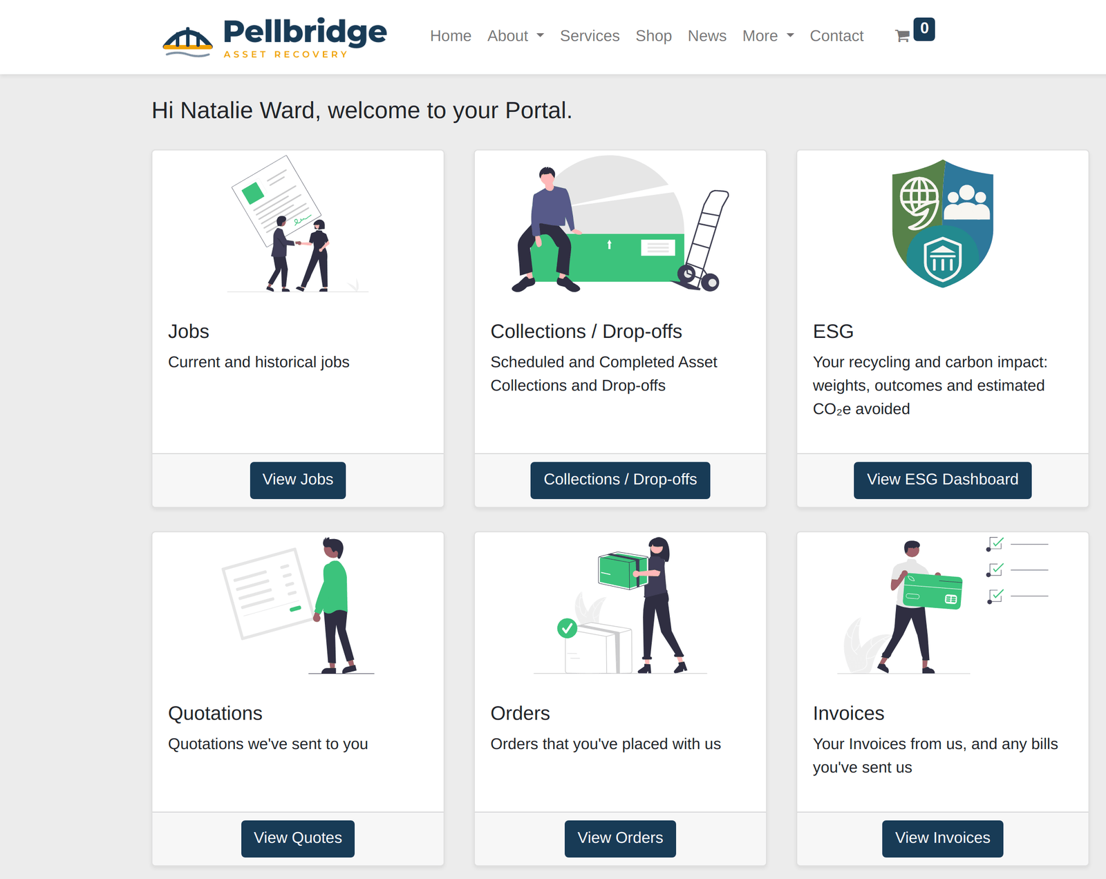 The RecyclyERP Customer Portal home page
