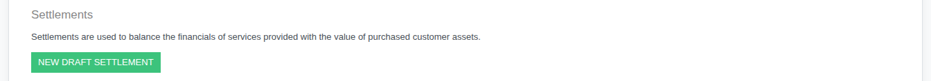 The Settlements section of a job's Financials tab, with the New Draft Settlement button